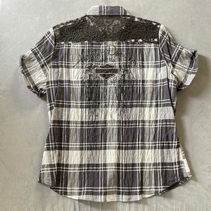 Womens Harley Davidson short sleeve button down.
